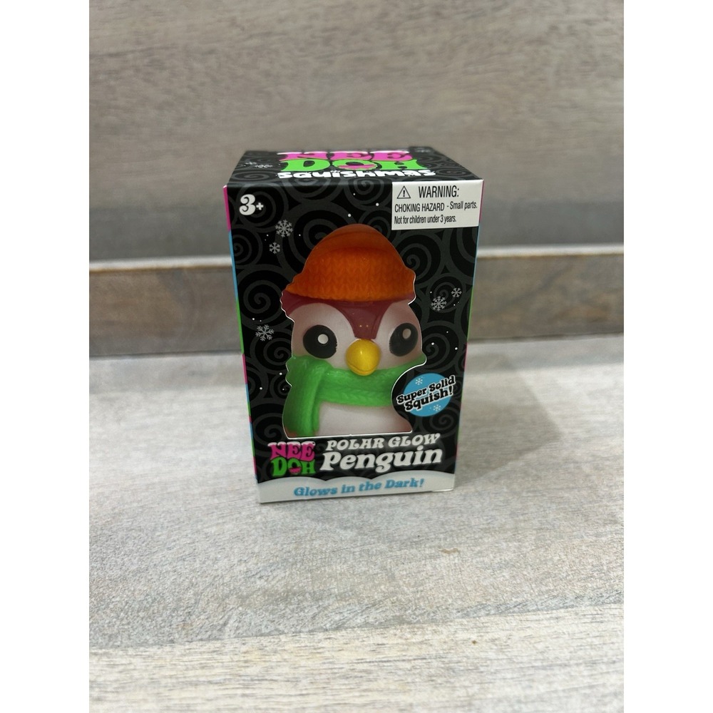 NeeDoh Polar Glow Penguin Squishmas Glow in the Dark Fidget Toy Schylling
